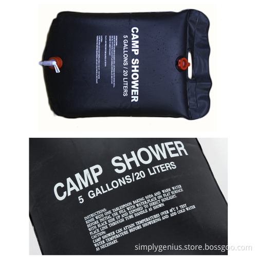 5 Gallons black hanging camp shower water heater bag